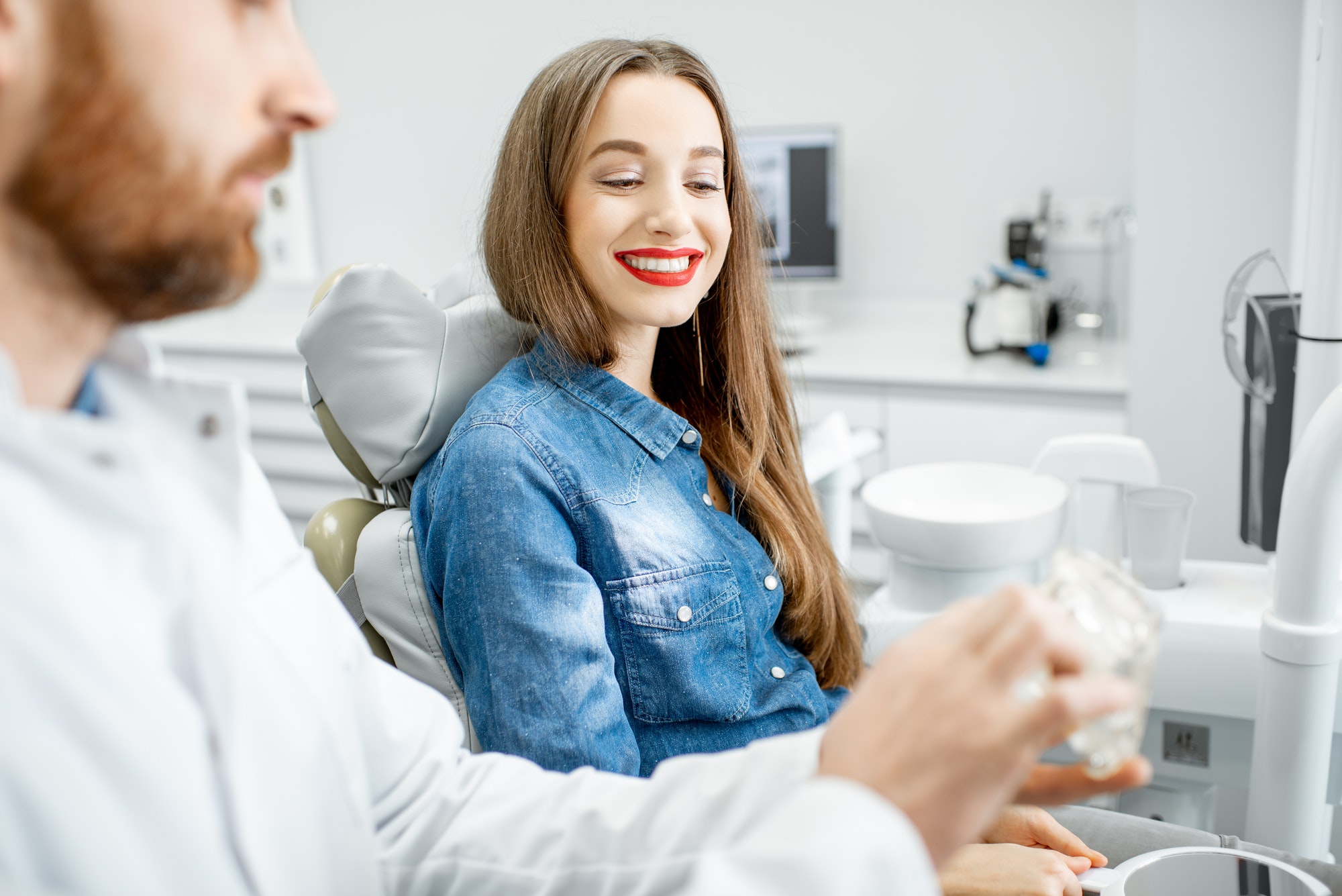 Woman during the dental consultation